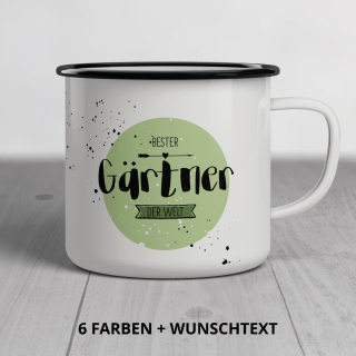 Emaille-Tasse Mix & Match "BESTE/BESTER" - Wunschtext, 6 Farben